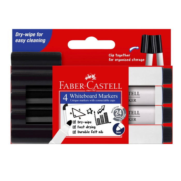 Faber-Castell 4 Connector Pen Whiteboard Markers Black