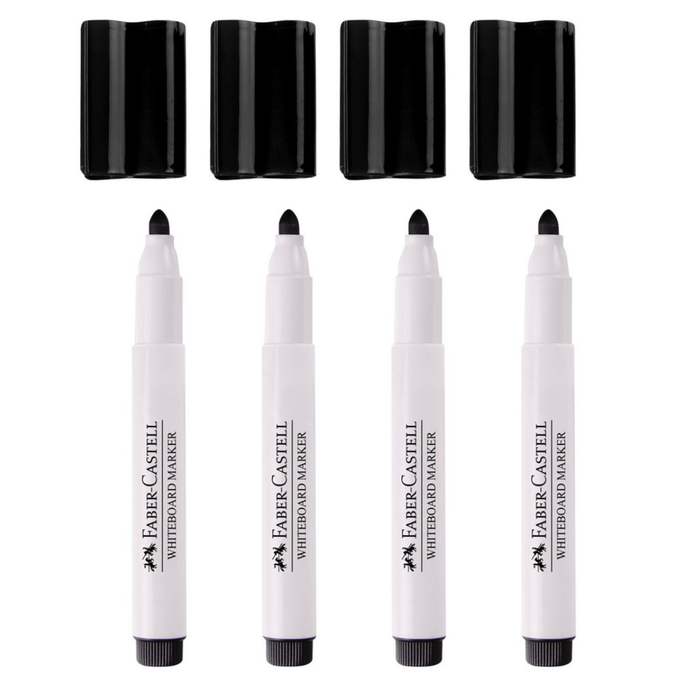 Faber-Castell 4 Connector Pen Whiteboard Markers Black