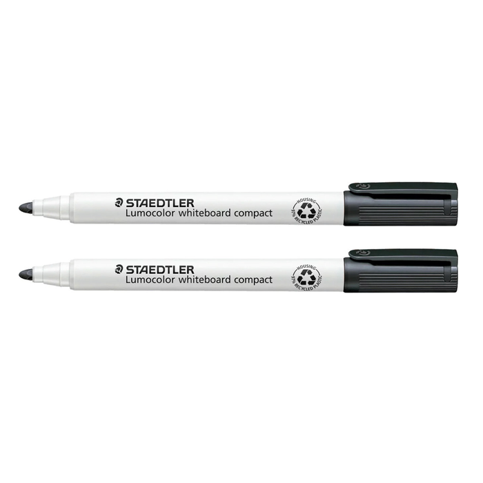Staedtler 2 Lumocolour Whiteboard Compact Markers and Mini Wiper