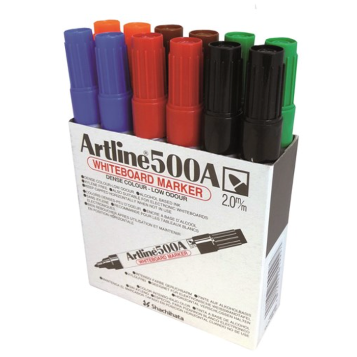 Artline 500A Whiteboard  Markers 6 Colours 12 Pack