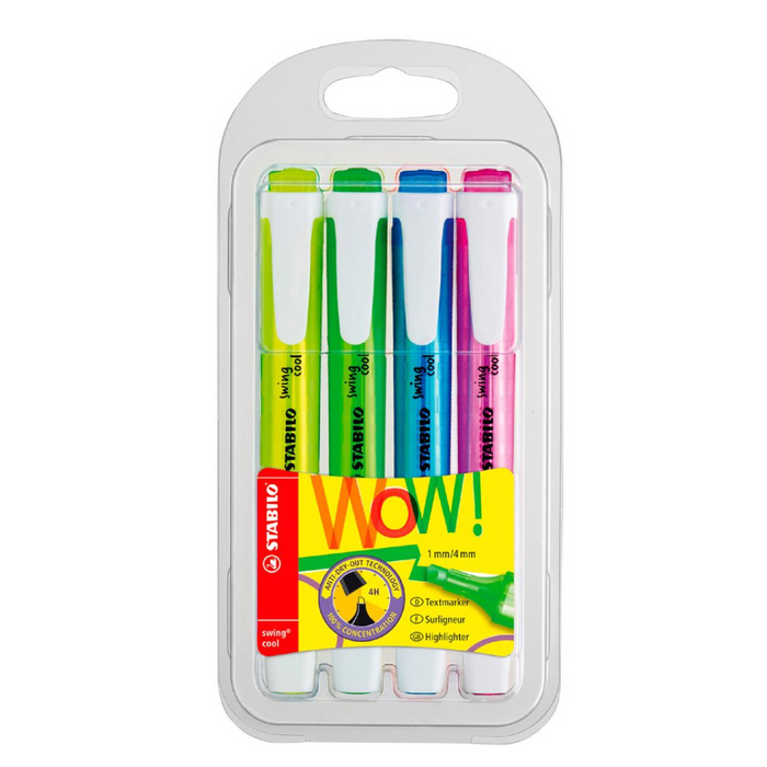 Stabilo Swing Cool Highlighter Pack 4 Assorted