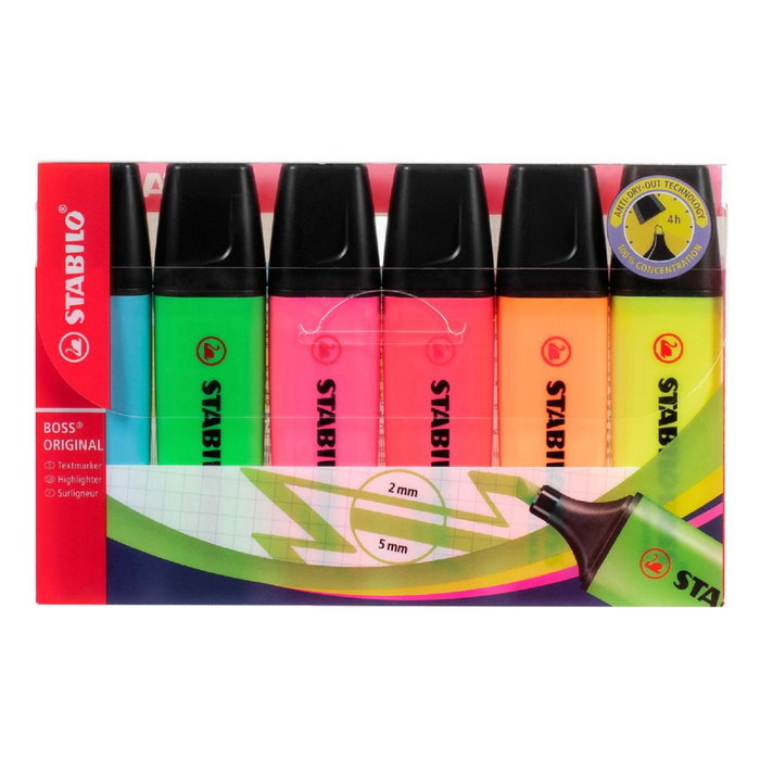 Stabilo Boss Highlighter Pack 6 Assorted