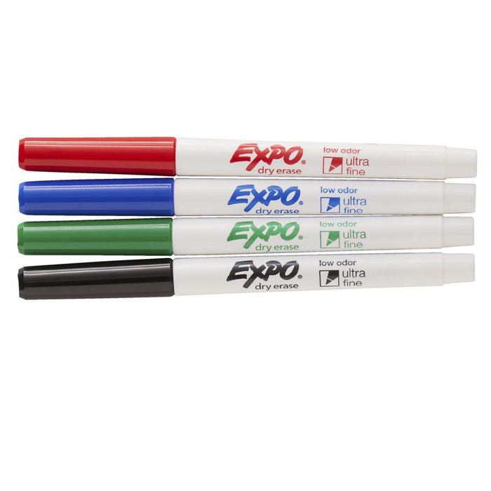 Expo Ultra Fine Whiteboard Markers 4 Pack Assorted