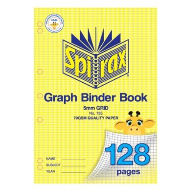 Spirax 135 Graph Binder Book A4 - 128 Page