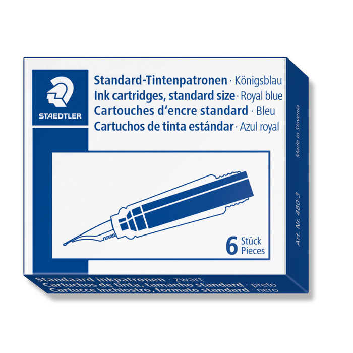 480-3 Staedtler® Refill Ink Cartridge Blue Box of 6