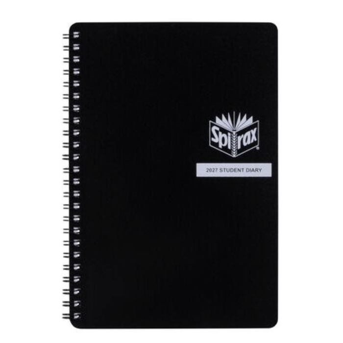 SPIRAX 2027 STUDENT WIRO DIARY A5 WEEK-TO-VIEW BLACK