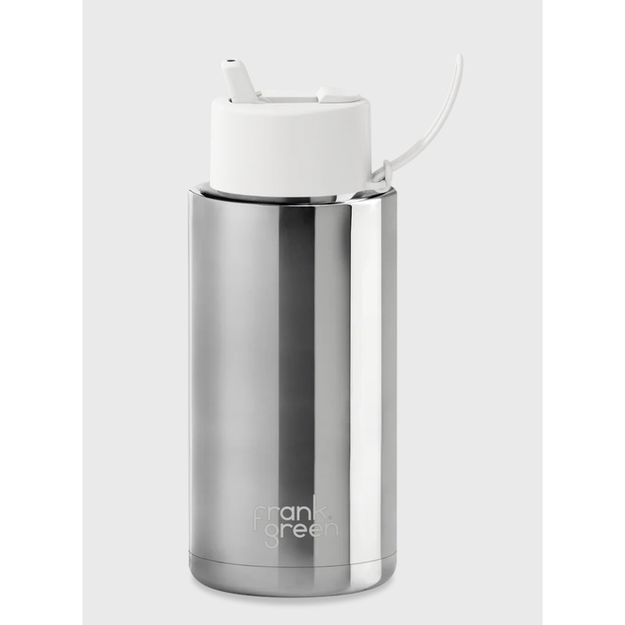Frank Green 1L Stainless Steel Ceramic Reusable Bottle with Flip Straw Lid