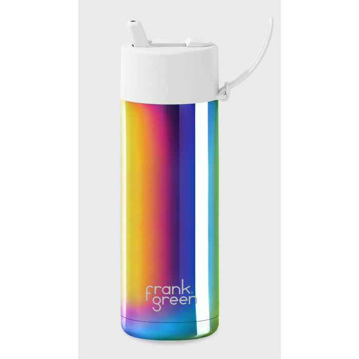 Frank Green 595mL Stainless Steel Ceramic Reusable Bottle with Flip Straw Lid