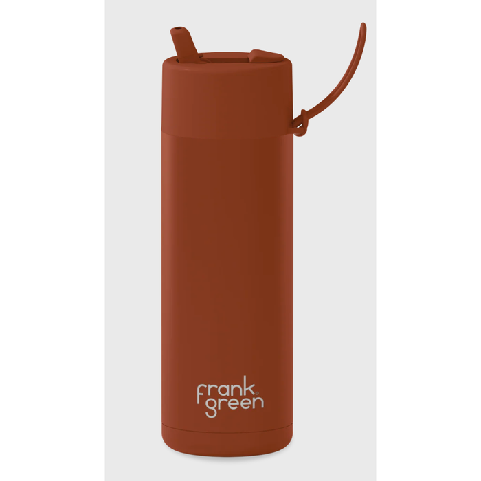 Frank Green 595mL Stainless Steel Ceramic Reusable Bottle with Flip Straw Lid