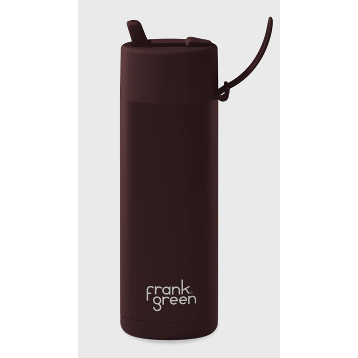 Frank Green 595mL Stainless Steel Ceramic Reusable Bottle with Flip Straw Lid