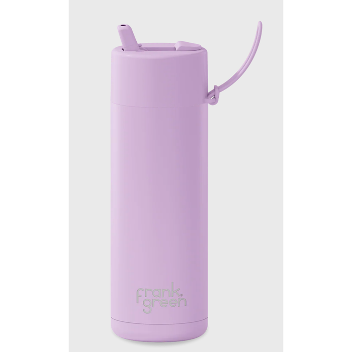 Frank Green 595mL Stainless Steel Ceramic Reusable Bottle with Flip Straw Lid