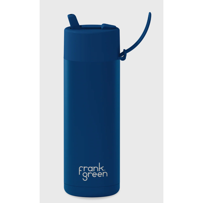Frank Green 595mL Stainless Steel Ceramic Reusable Bottle with Flip Straw Lid