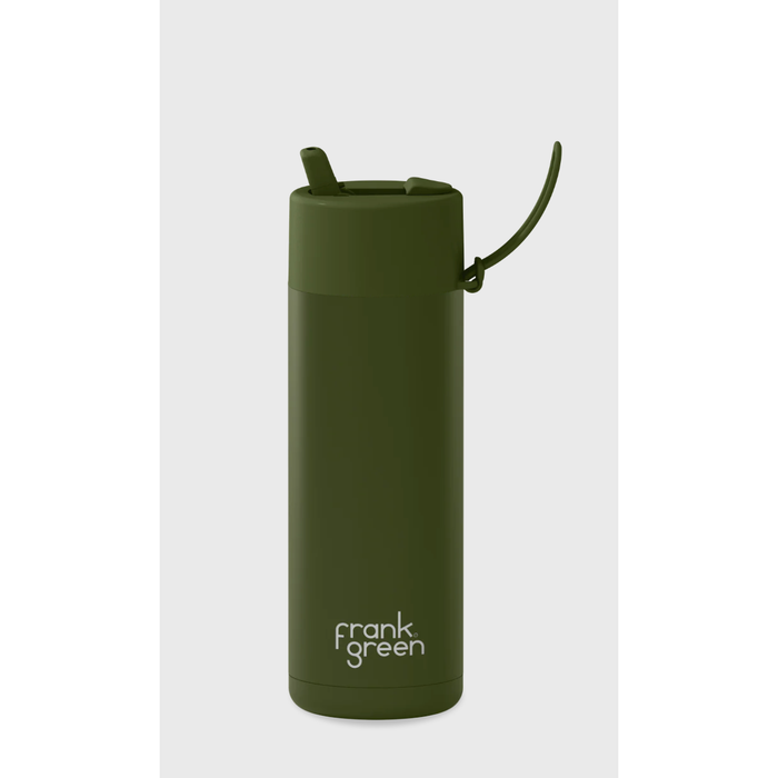 Frank Green 595mL Stainless Steel Ceramic Reusable Bottle with Flip Straw Lid