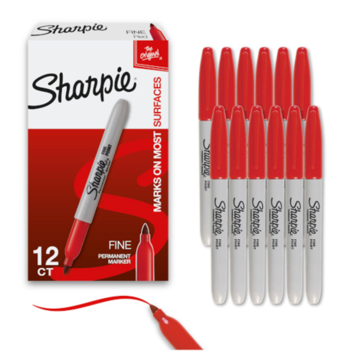 Sharpie Fine Permanent Marker Red 12 Pack