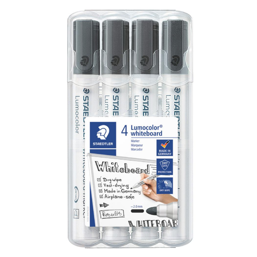 Staedtler Lumocolor Whiteboard Marker Bullet Point 2.0mm 4 Pack Black
