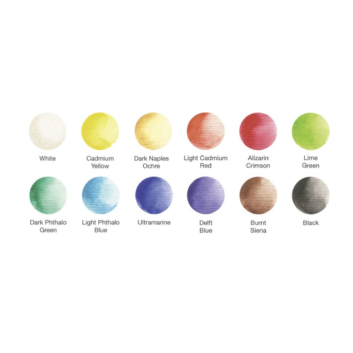 Faber-Castell 12 Watercolours Pans + Paintbrush