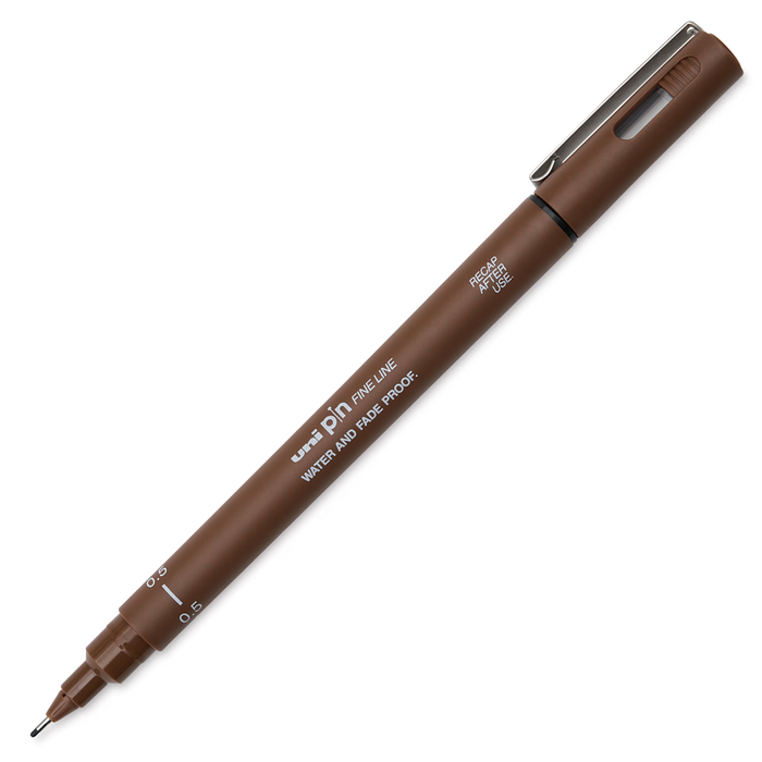 Uni Pin Fine Liner Pen - 0.5 mm Sepia