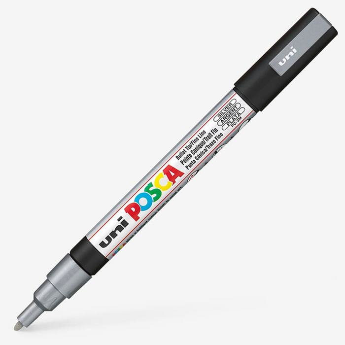 Uni Posca Paint Marker Fine Bullet Shaped 0.9-1.3mm- Metallic Silver