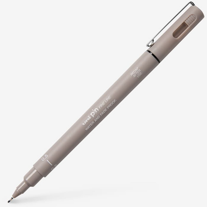 Uni Pin Fine Liner Pen - 0.5 mm Light Grey
