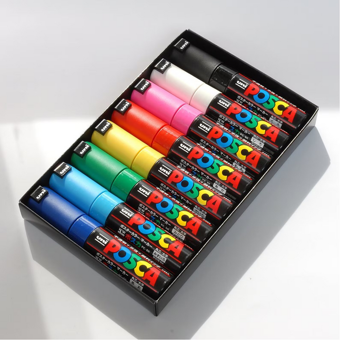 Uni Posca Bold Chisel Tip 8.0mm - 8 Colours