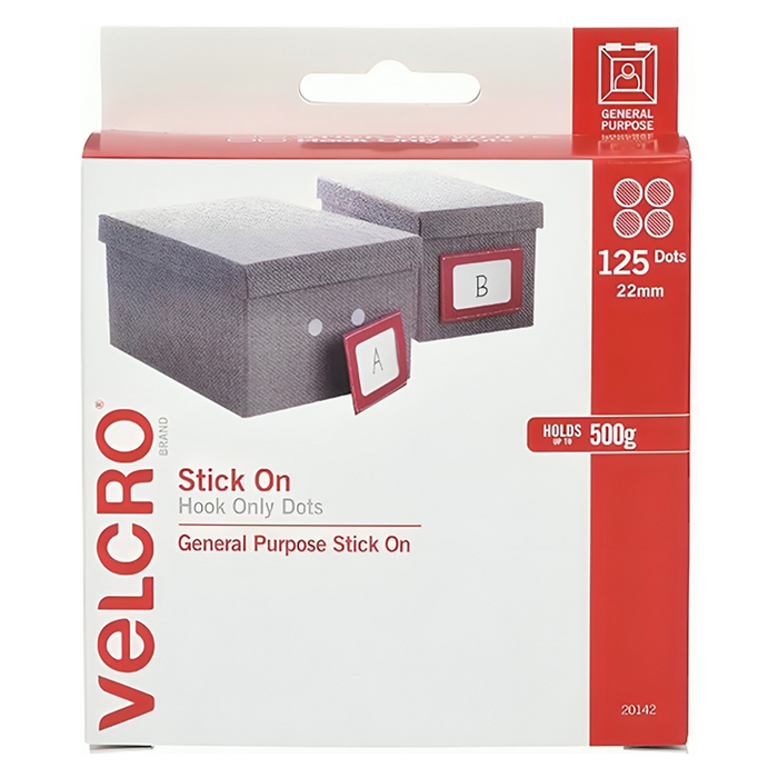 Osmer Dispenser Box Velcro Brand Dots Hook Only - White