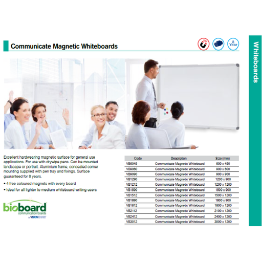 $109.00 Visionchart VB9060 Whiteboard 600x900mm Communicate 
