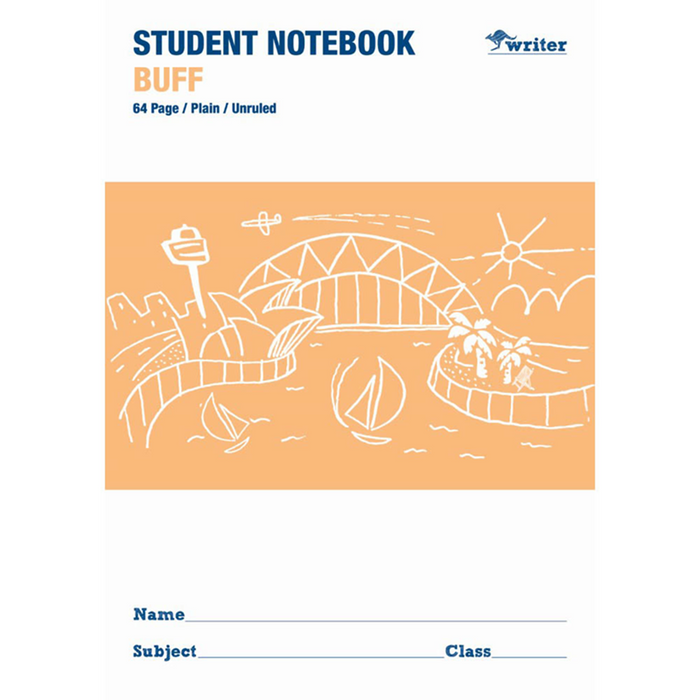 Writer Buff Plain Student Notebook - 64 Pages