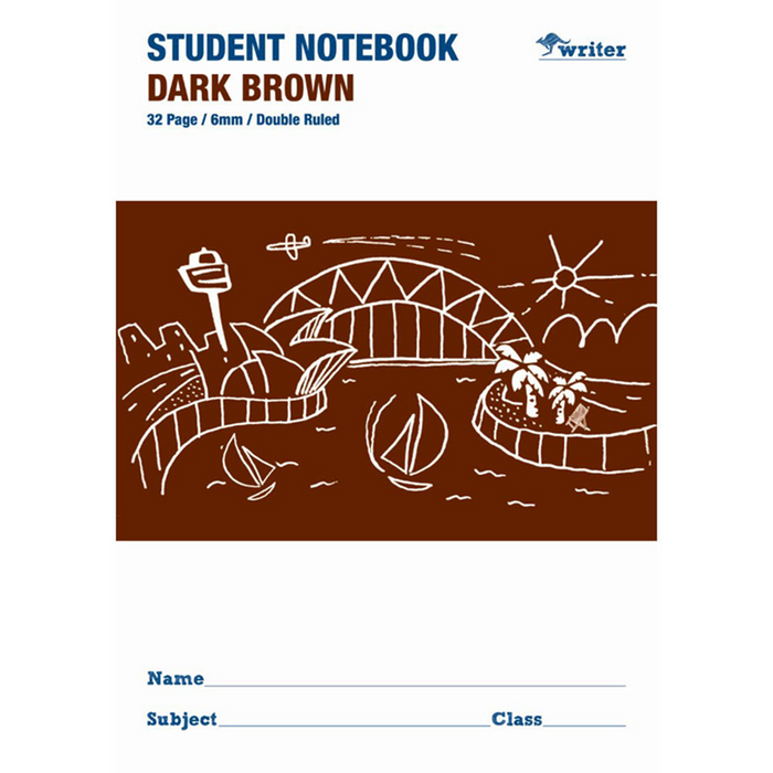 Writer Dark Brown 6mm Double Ruled Student Notebook - 32 Pages