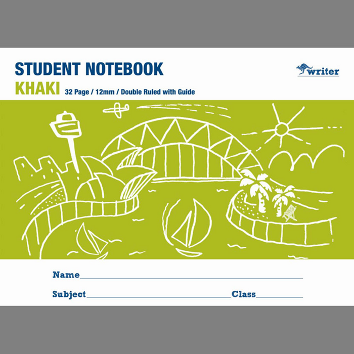 Writer Khaki 12mm Double Ruled Student Notebook - 32 Pages