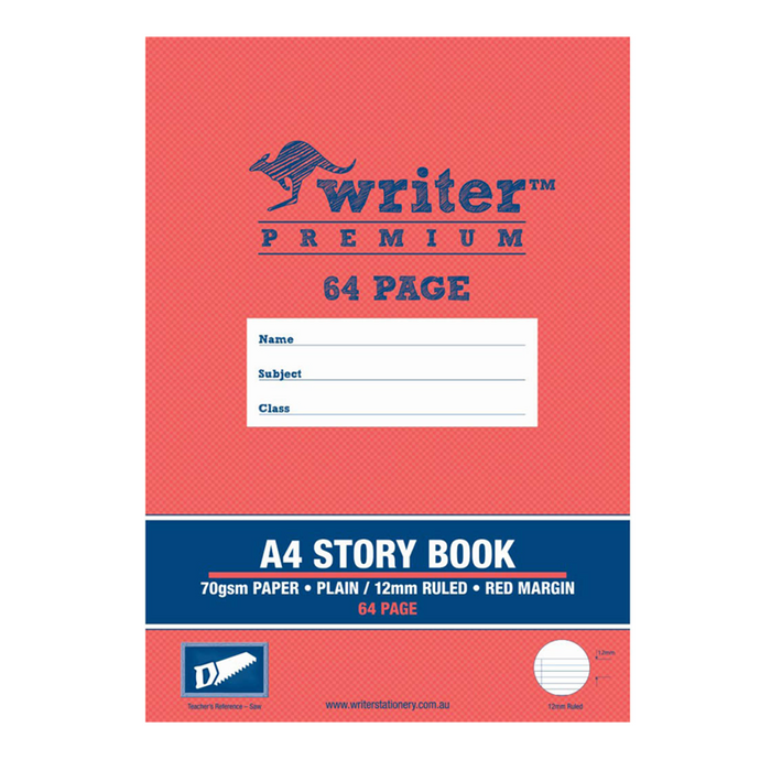 Writer Premium 12mm Ruled A4 Story Book 12mm Ruled - 64 Pages