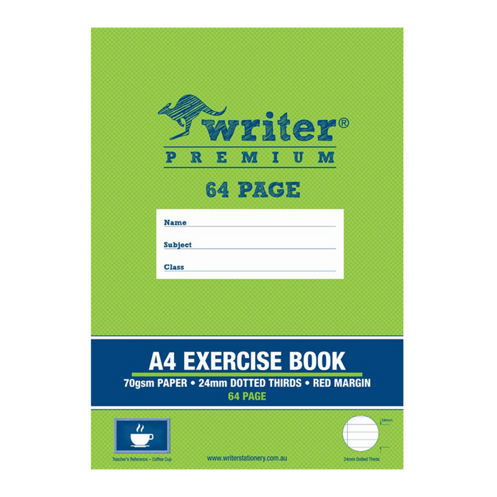 Writer Premium A4 24mm Dotted Thirds Exercise Book - 64 Pages