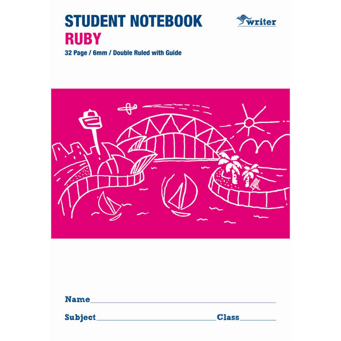 Writer Ruby 6mm Double Ruled Student Notebook - 32 Pages