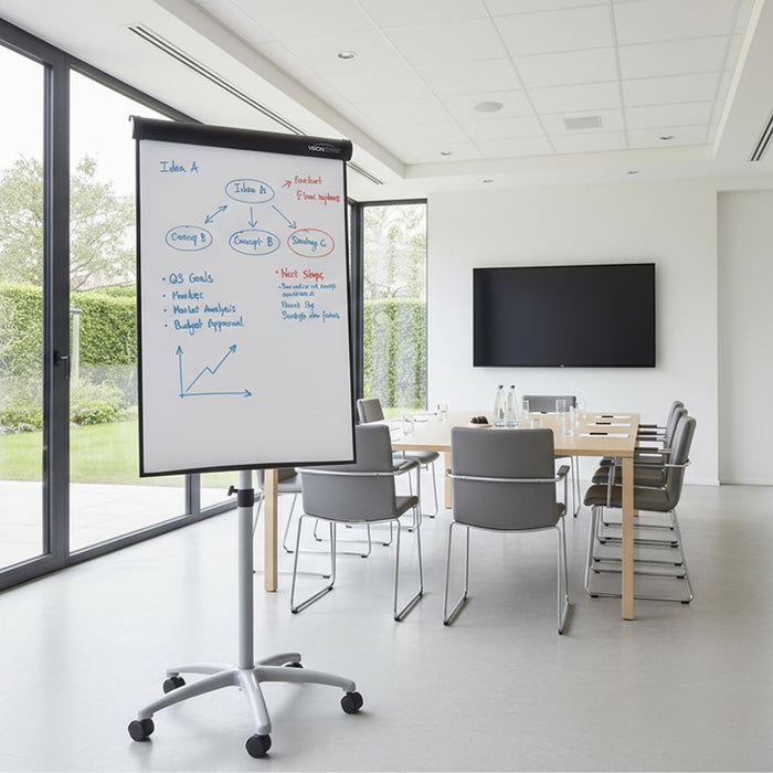 Visionchart Communicate Mobile Deluxe Flipchart Stand 680 x 1000mm White