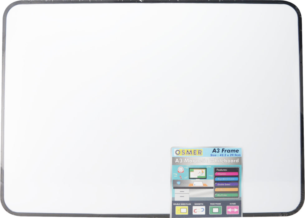 Osmer A3 Magnetic Whiteboard Doubled Sided with Frame