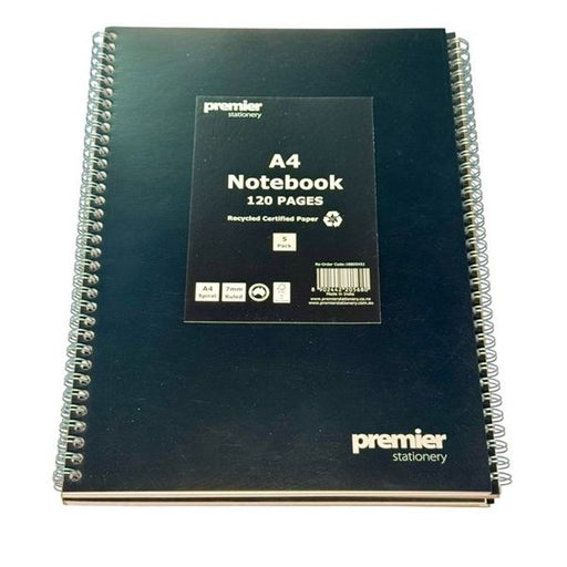 Premier A4 Spiral Notebook – 120 Pages, 7mm Ruled