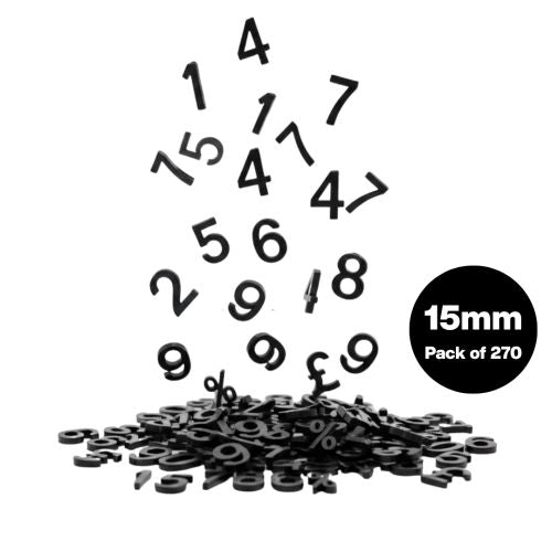 Visionchart Executive Letter Board Numbers 15mm Pack of 270 Black RAWNPB2