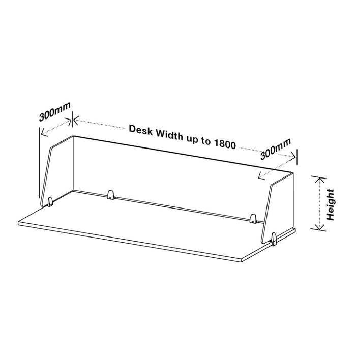 SANA Serenity Desk Screen 24mm Above Desk Surround 1500 x 600 x 300mm