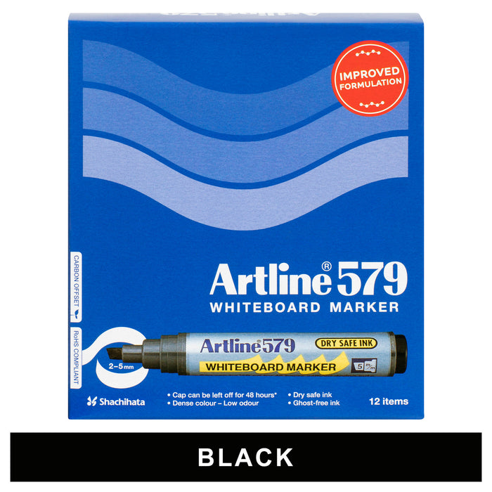 Artline 579 Whiteboard Marker Black - 12 Pack