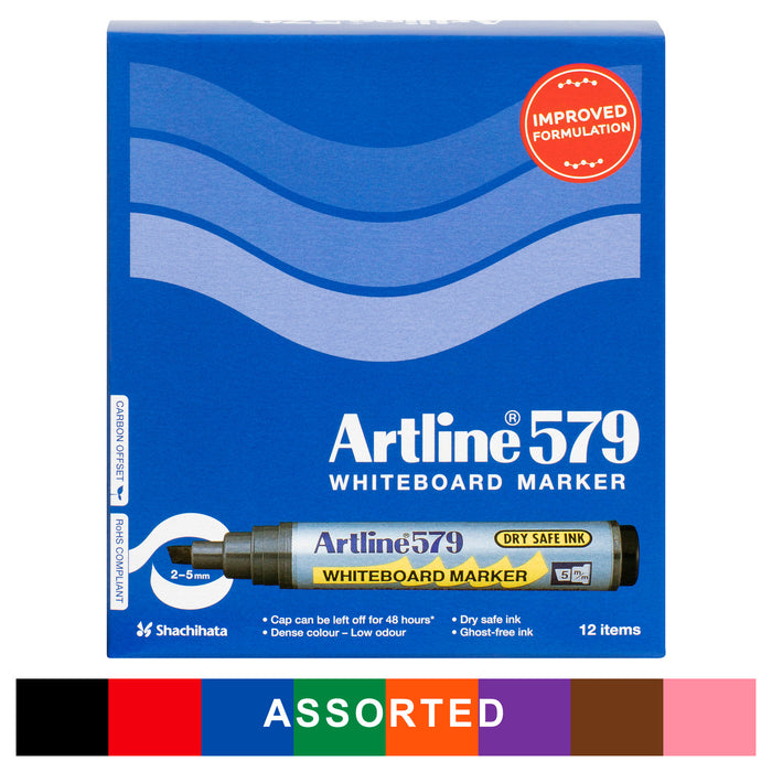 Artline 579 Whiteboard Marker Assorted 12 Pack