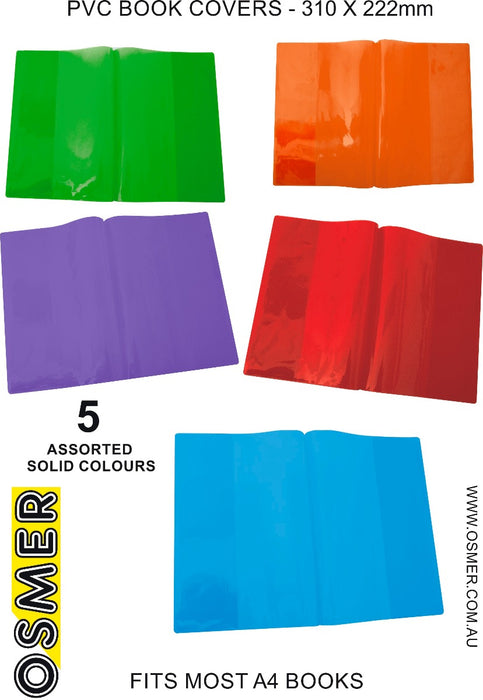 Osmer Book Cover A4 Solid Assorted - Pack of 5