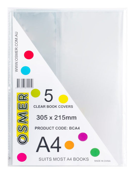 Osmer Clear Book Cover A4 Pack Of 5