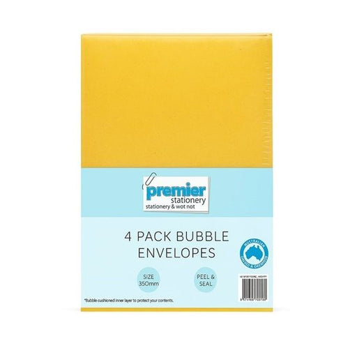 Padded Bubble Envelopes Large Size - 350mm x 250mm Pack/ 4 Peel & Seal