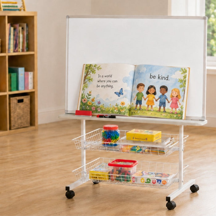 Creative Kids Mobile Whiteboard Reading and Display Centre 1450 x 1000mm White