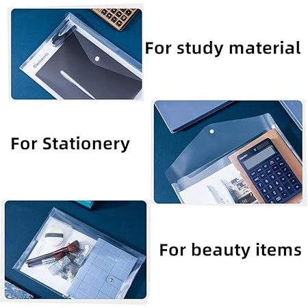 Light Blue Document Wallets A4 Size with Button Closure – Pack of 10