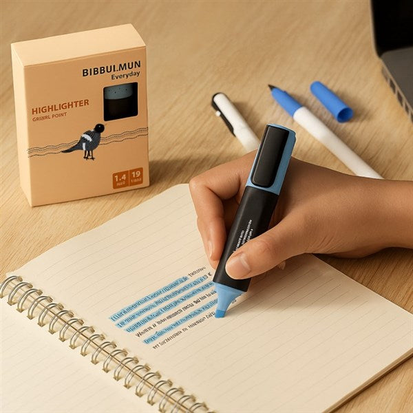 BIBBULMUN Everyday Highlighter - Chisel Point, Blue (Pack of 12)