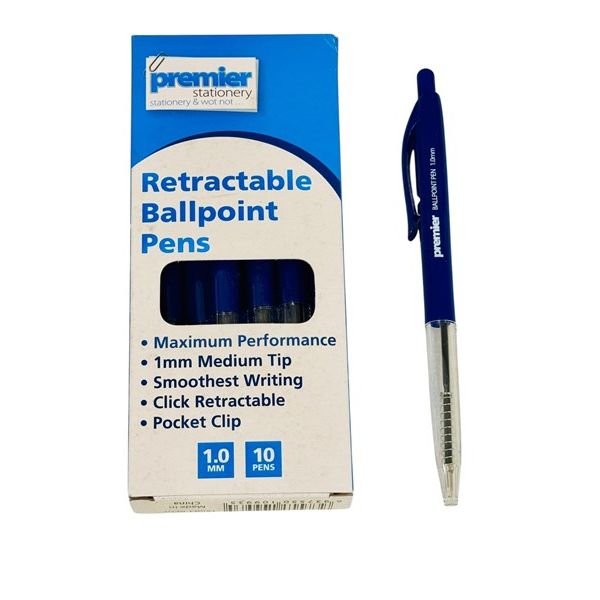 Premier Clic Retractable Ballpoint Pen Blue – 1.0 mm Medium Tip
