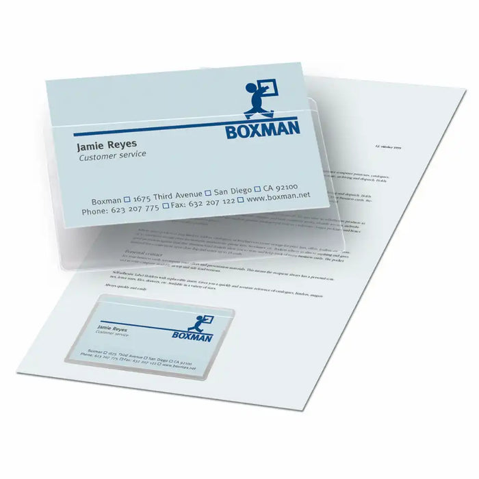 3L Self-adhesive Business Card Pockets Long Side Opening 95 x 60mm Pack of 100