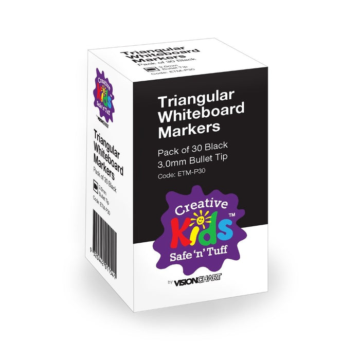 Creative Kids Triangular Whiteboard Markers Pack of 30 Black ETM-P30
