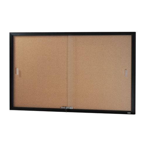 Visionchart BeNoticed Cork Pinboard 2 Door 1525 x 915mm Black BN-SGC-1590BC