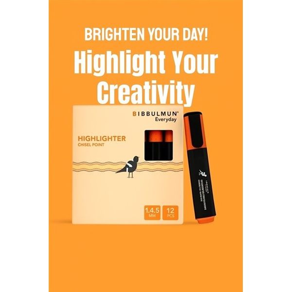 BIBBULMUN Highlighter – Chisel Point Orange (12 PCS)